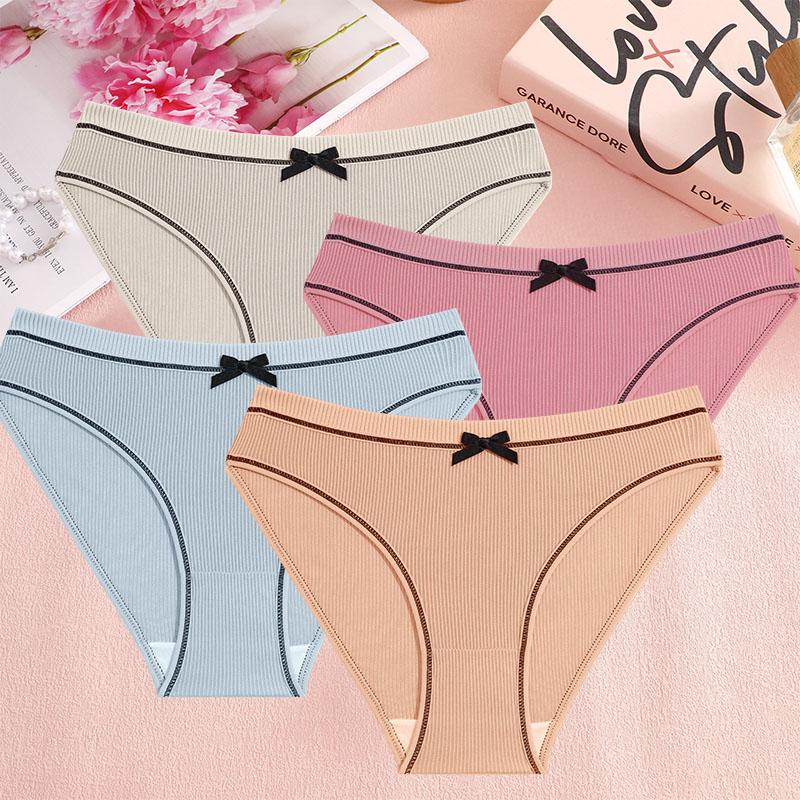 

FINETOO 4 шт. сексуальные трусики женское нижнее белье с низкой посадкой удобные трусы с бантом для девочек дышащее женское сексуальное нижнее белье XL&Set