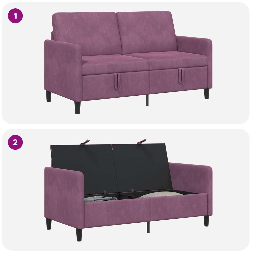 Purple Storage Sofa 152 X 78 X 87 Cm Polyester