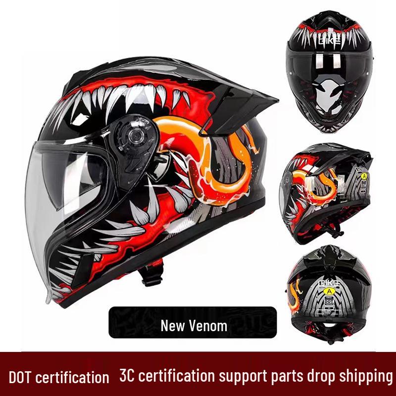 2025 Ghost Face Dual Visor Motorcycle Helmet: Anti-fog Full Face, Unisex with Drinking Feature