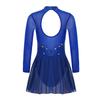 Pailletten Figur Eislaufen Roller Skating Tanz Kostüm Frauen Tüll Gymnastic Trikot Lange Ärmel Mesh Splice Ballett Dancewear