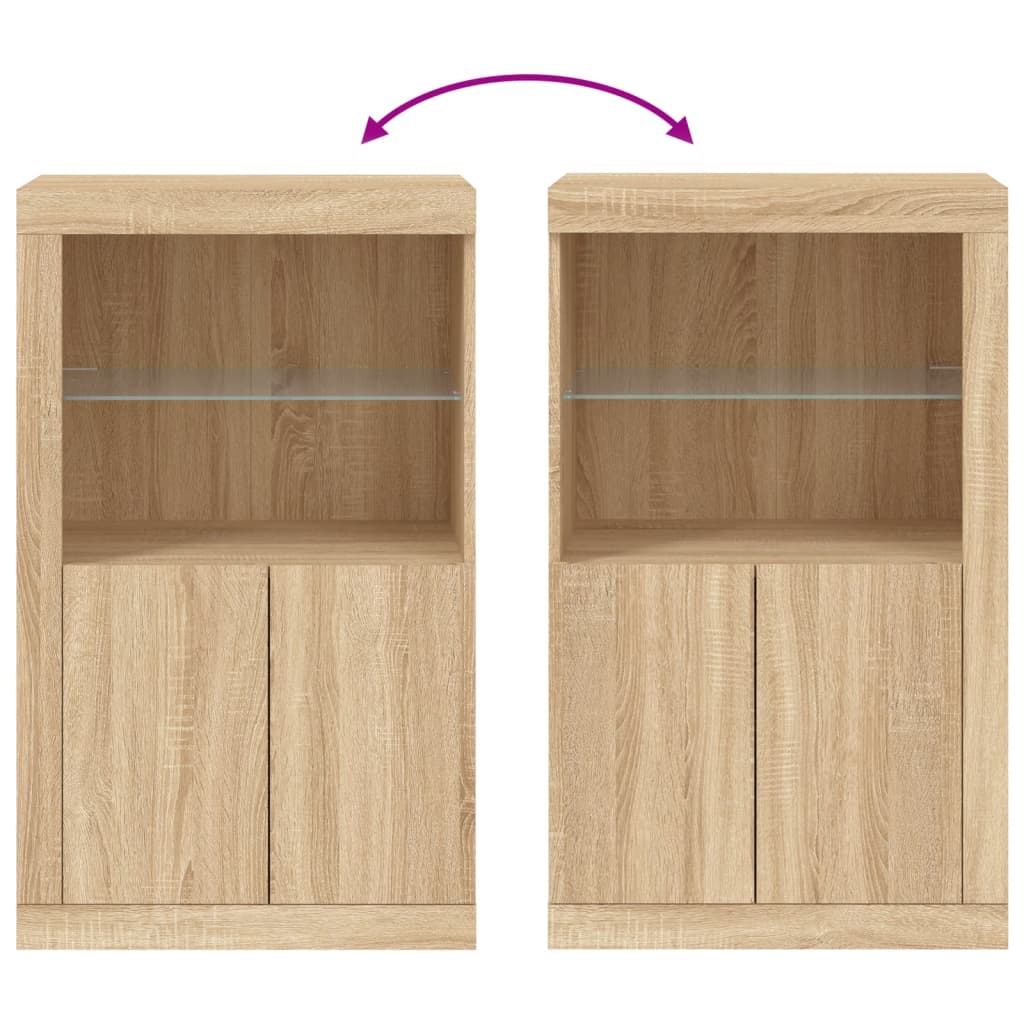 Side Table with LED Lights Sonoma Oak Wood Based Material