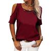 Off Shoulder Large Size Fashion Women Blouse Loose Casual Short Sleeve T-shirt for Women Solid Color O Neck Sweet Simple Office Basic Sweet Shirts