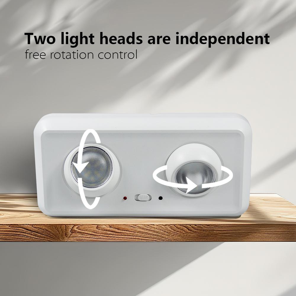 Emergency Evacuation Lights LED Wall-mounted Fire Fighting Lights Rechargeable Double-head Emergency Lamp for Power Outage