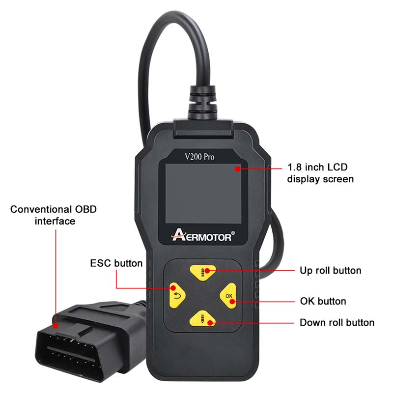 OBD2 skener autodiagnostické nástroje OBDII čtečka kódů pro diagnostiku motoru kontrolka napětí baterie testování 10 jazyků podporuje
