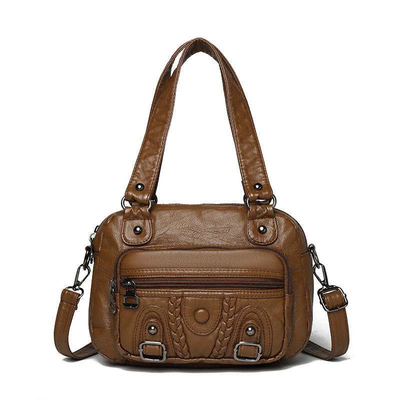 Soft leather bag Crossbody portable underarm women s bag Trendy handbag New high-end medium mother mobile phone bag