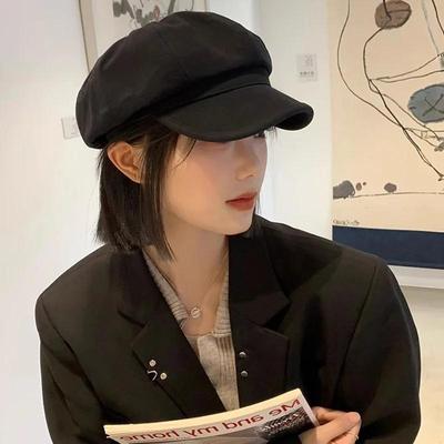 Kadın Vintage Düz Renk Bere Şapka Sonbahar Kış Sekizgen Newsboy Sanatçı Şapkası Kadın Kız Rüzgar Geçirmez Ressam Siperli Şapka