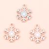 10pcs 19x21mm Enamel Winter Snowflake Charms for Jewelry Making New Year Christmas Earrings Pendant Necklaces DIY Craft Supplies
