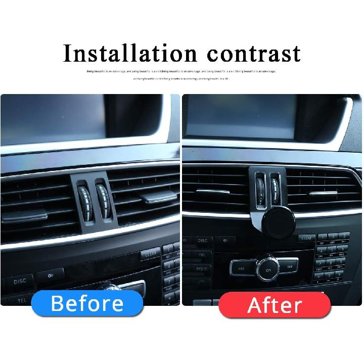 Black Aluminum Alloy Car Center Air Vent Mobile Phone Holder Accessories for Mercedes Benz C Class W204 C180 C200 2008-2013