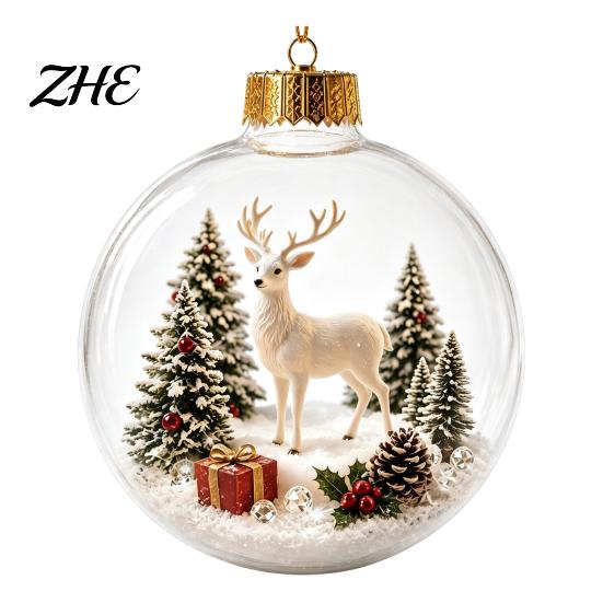 Indoor Party Ambient Lights Light Up Christmas Scene Ball Ornament with Warm LED Glowing Holiday Story for Clear Acrylic Hanging Balls Tree Decor and