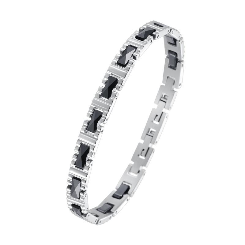2026 New 7mm Wide Titanium Steel Ceramic Bracelet Removable Adjustment Fine Polishing Stainless Steel Couple Ceramic Bracelet 21cm with additional buckle серебряный