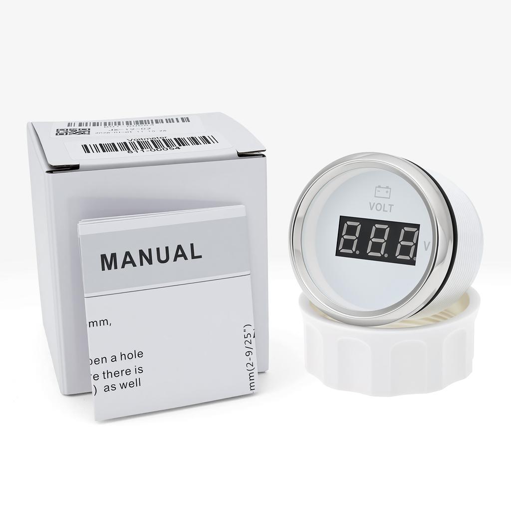 52MM Voltmeter 8-32 Volts Voltage Gauges Digital Volt Meter for 12V24V Universal Boat Marine Red LED Car Electronic Accessories