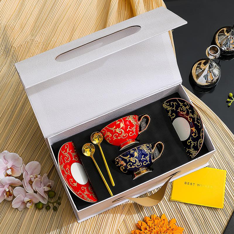 Coffee cup high-end exquisite light luxury high-end ceramic cup afternoon tea tea set gift box wedding gift