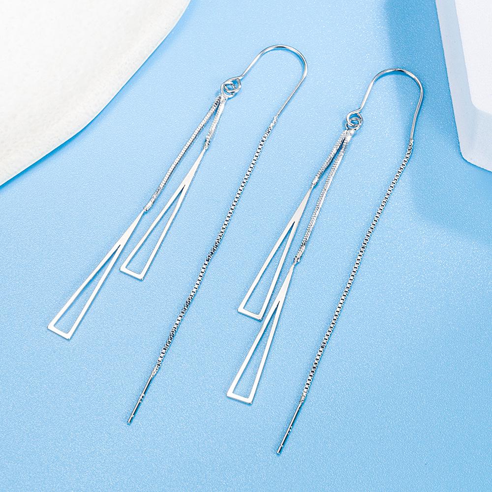 Elegant Korean Style Geometric Triangle Tassel Ear Cuffs for Women - 2022 Trendy Long Layered Earrings