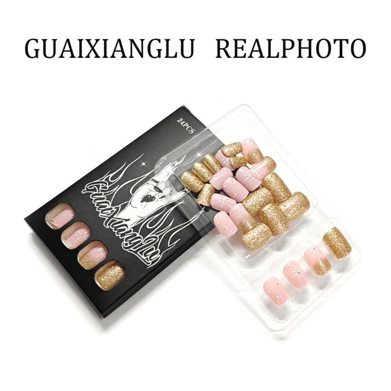 Reusable French Tip False With Sparkling Snowflakes No Required Holiday Manicure ABS Art For Women And Ideas