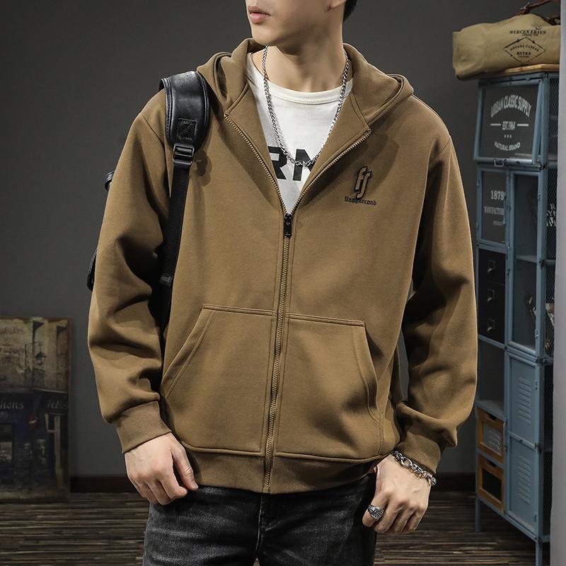

Американский модный бренд кардиган на молнии мужской спортивный свитер свободный большой размер осень и зима тяжелая ретро повседневная куртка с капюшоном 4XL темно-коричневого