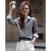 Demana Women's Scholarly Patchwork Lapel Knit Sweater