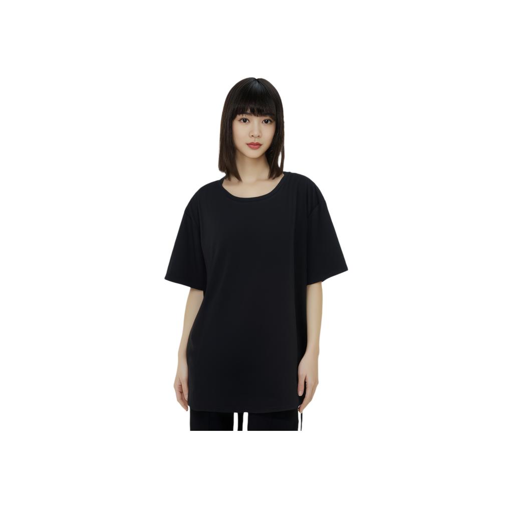 Li Ning Fitness Series Loose Sports Casual Simple Solid Color Round Neck Pullover Short Sleeve T-Shirt Women T-Shirts Black ATSU890-1