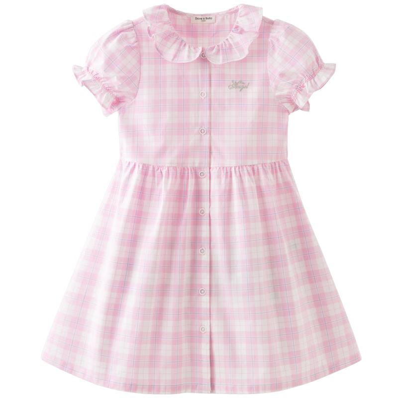 Dave & Bella Girls' Cotton Plaid Princess Dress