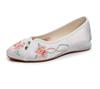 Woman's Chinese Traditional Flat Sole Embroidered Shoe Soft Sole Shallow Slip On Pointed Toe Silk Ethnic Style Cheongsam Shoes