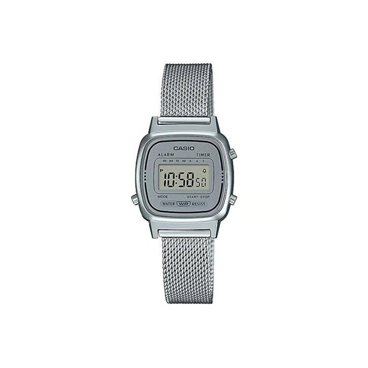 Casio Retro Small Dial Waterproof Watch Stainless Steel Band Quartz Movement Women watches Gray LA670WEM-7