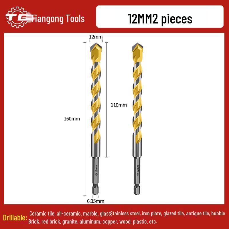 Tiangong Hex Shank Triangle Drill Bit for Concrete, Cement, and Brick Walls