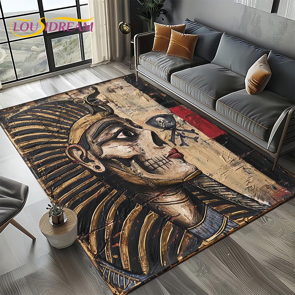 2025 Ancient Egypt Death Anubis Pharaoh Horus Mythology Carpet Rug for Living Room Bedroom Home Sofa,Area Rug Non-slip Floor Mat