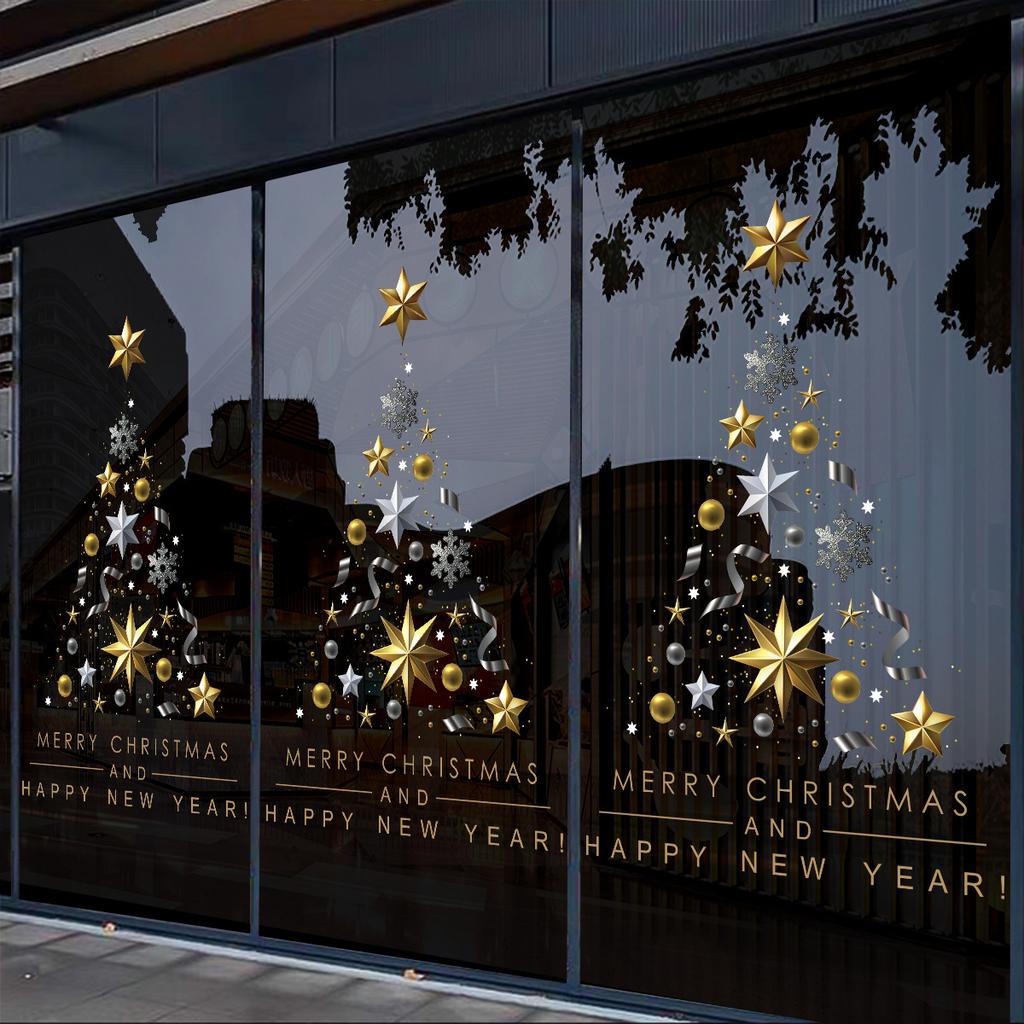Christmas Decoration Scene Arrangement Balloons Christmas Trees Window Decorations Shop Windows Static Glass Stickers
