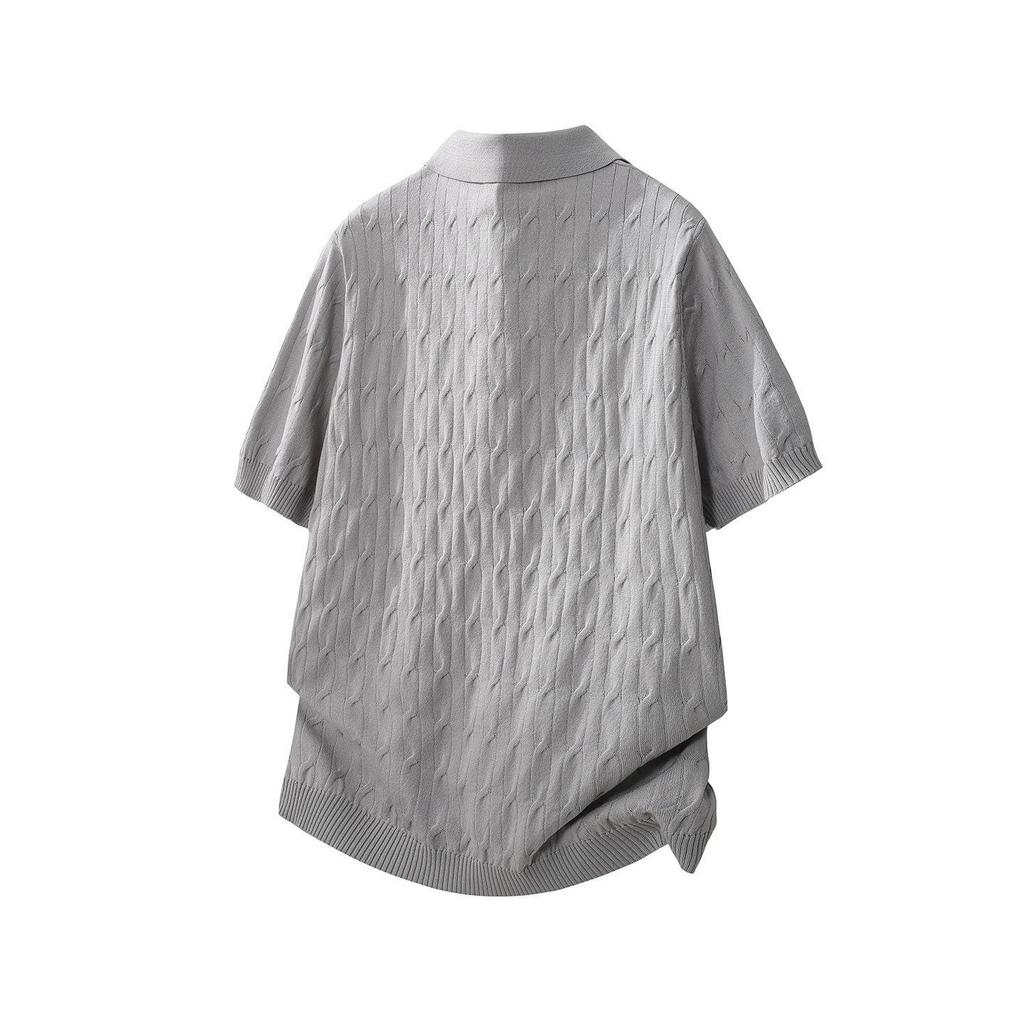 Summer 2026 Men's Loose Japanese Style Knitwear - Short Sleeve Trendy Design