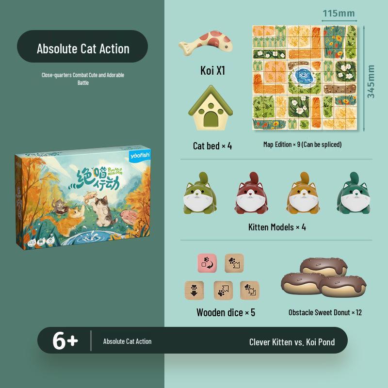 Yaofish Ray Ray Fish: Meow Action Tabletop Strategy Game for Kids - Educational, Interactive Parent-Child Toy, Ages 6+