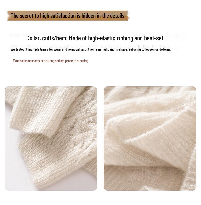 Lekasha Cashmere Hollow Knit Round Neck Cardigan - Autumn/Winter Collection