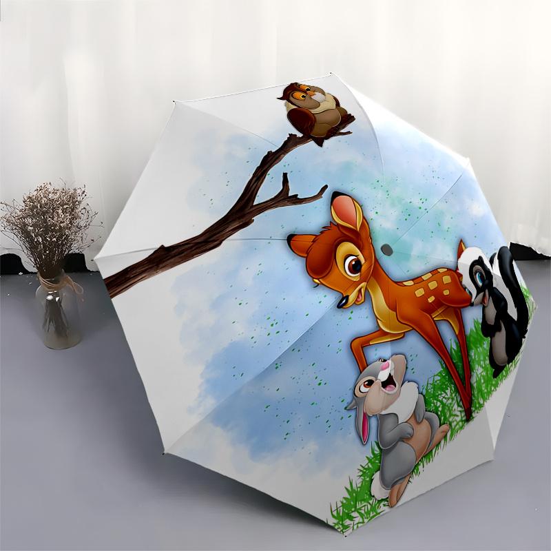 Bambi, Thumper Automatic Opening and Closing Umbrella - 8 Ribs Portable Folding Umbrella with Plastic Handle, Suitable for Leisure and Hallo