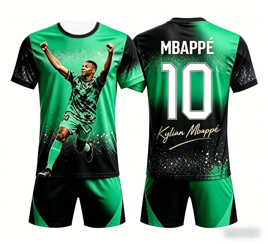 Mbappe No.10 Jersey 3D Printed with Starry Sky Ink Splatter Technology, Quick Drying and Breathable Family Matchingkids T-shirt