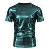 T-shirt da Uomo Lucida Metallica Estiva Casual Girocollo Manica Corta Top Magliette Nuova Moda Oro Costume di Scena Festa Disco Nightclub Tee