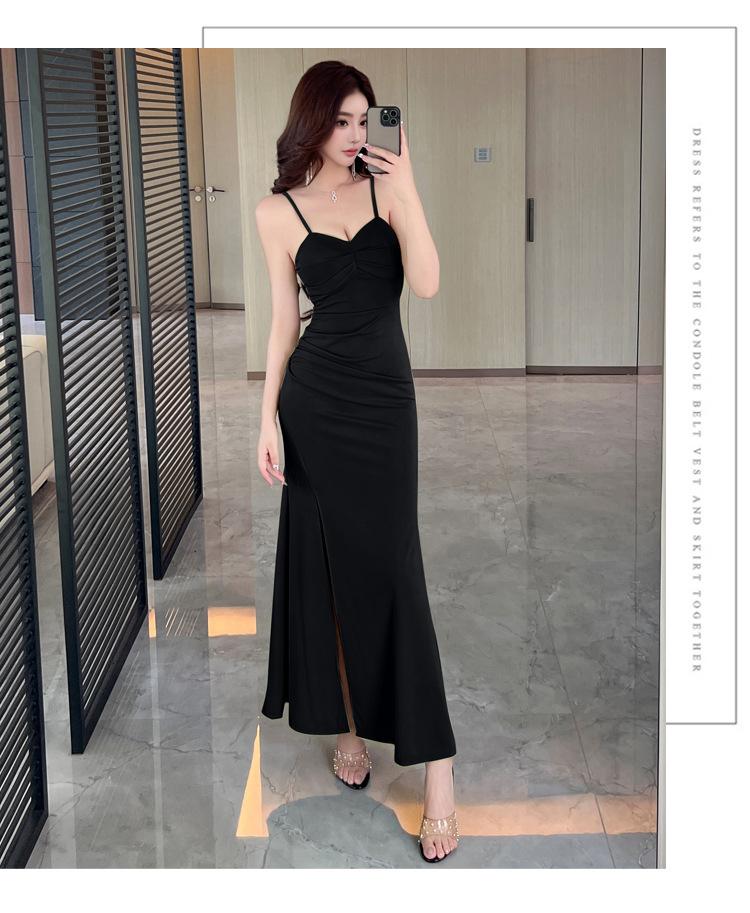 New Sexy Celebrity Slim and Skinny Hip Wrap Split Suspender Long Dress Dress Women's Dress Women's