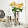1 Stück Keramik Innenkunst Dekoration Vase Luxus Galvanisiertes Silber Kreative Blumenanordnung Hydroponisch Unregelmäßiges Porzellan