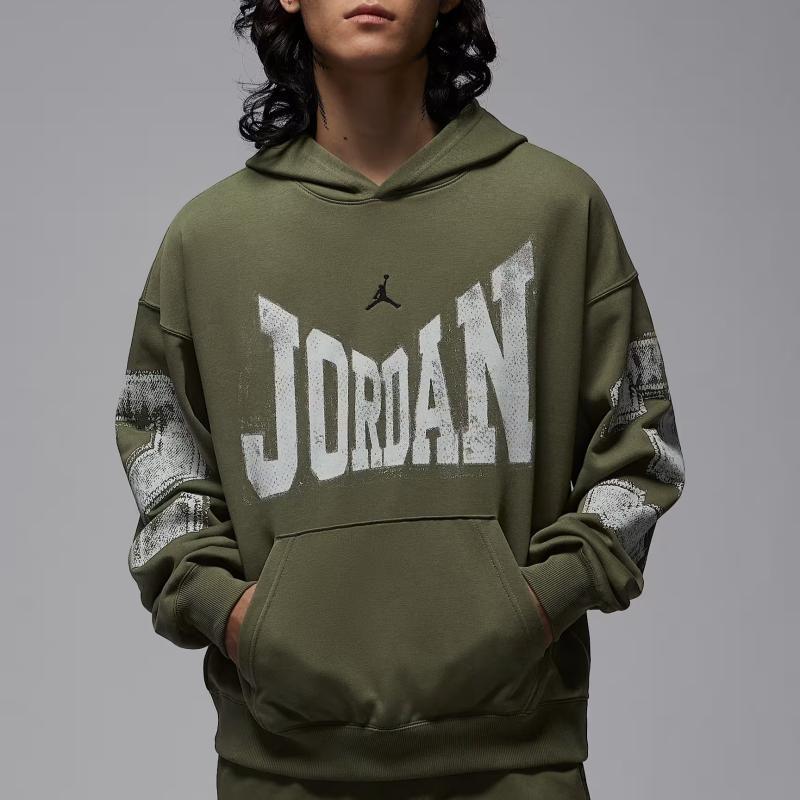 Jordan Sweatshirts Men's Olive Green Hooded Moderate HV0094-222