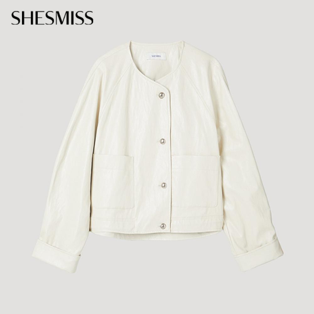 

She S miSS Round Leather Jacket Swwjkp12060 Ec ecru/66
