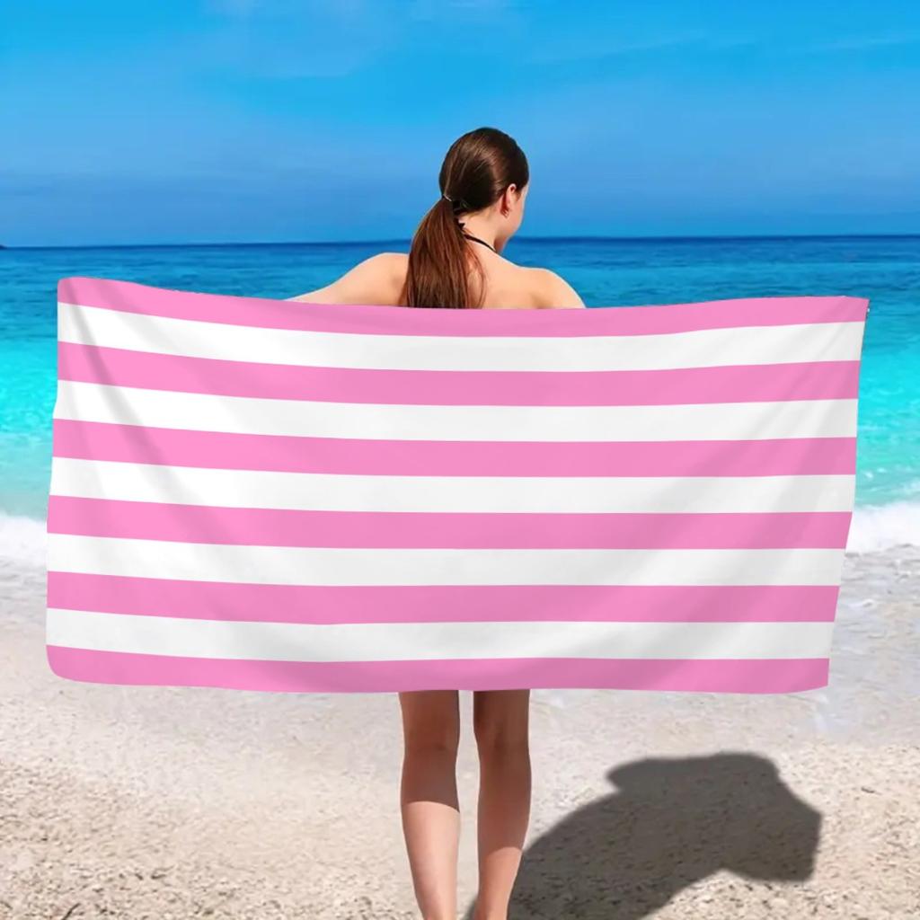 Striped Beach Towel Microfiber Quick-Drying Absorbent Beach Towel Striped Beach Towel