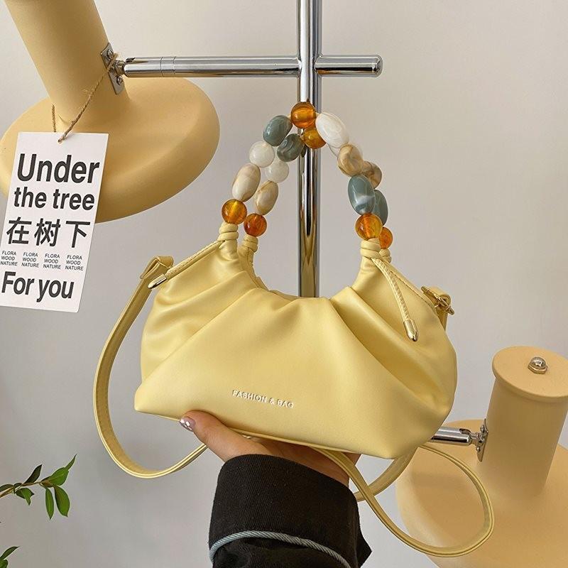 Stylish Soft Texture Handheld Pleated Bag For Women In Black Beige Brown And More