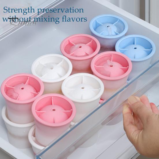 6Pcs Ice Tray Silicone Sphere Ice Mold Maker Food Grade Easy Release Ice Cube Mold with Lids Stackable Spherical Ice Makers