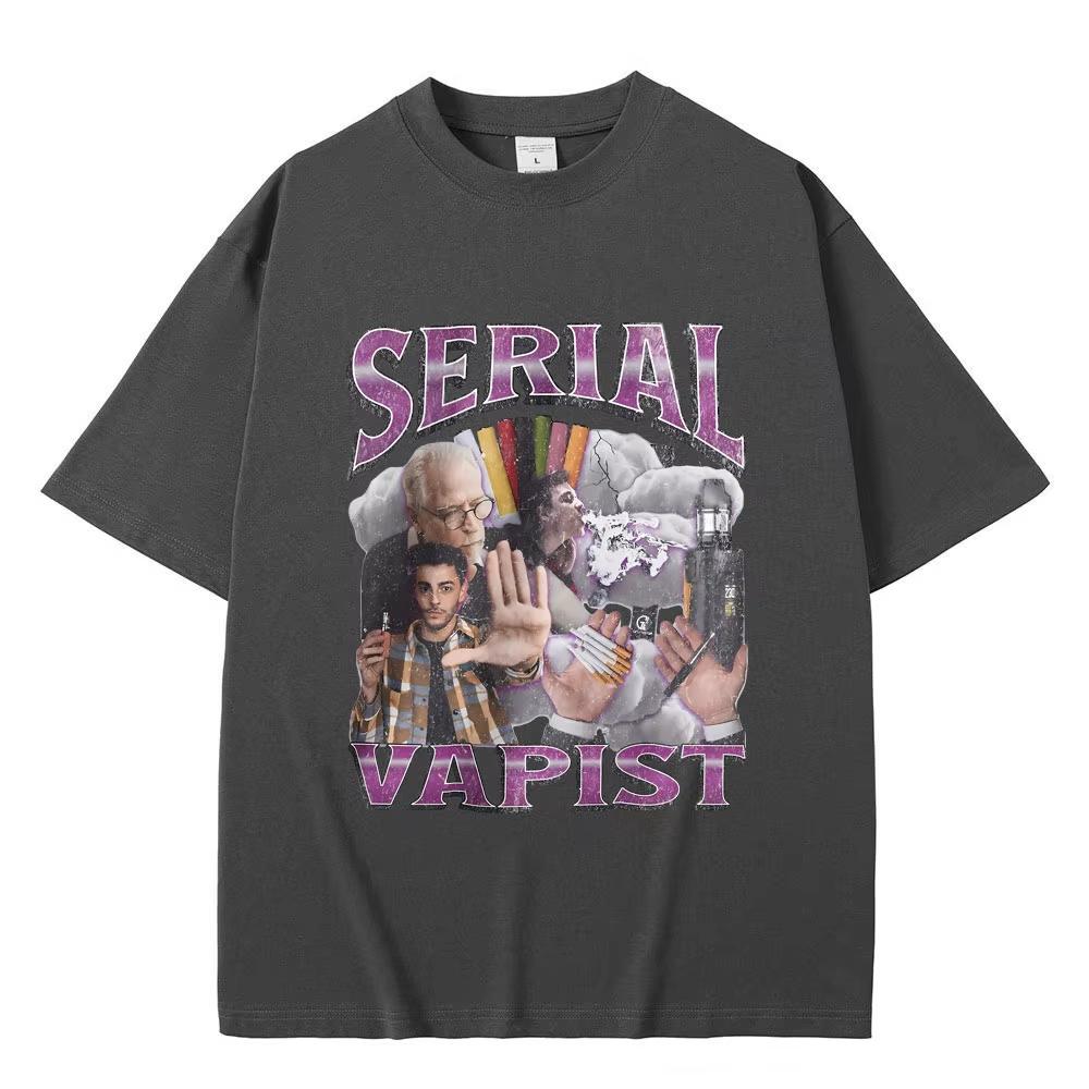 Funny Serial Vapist Graphic T Shirts Unisex Women Fashion Vintage Short Sleeve Male Casual Oversized Pure Cotton Crewneck Tshirt
