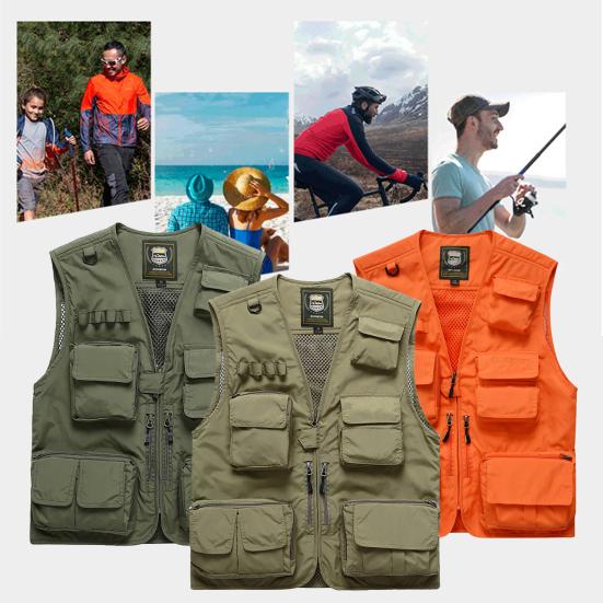 Vest Multiple Pockets Fastener Tape Air Holes Popular Jacket Multifunctional Outdoor for