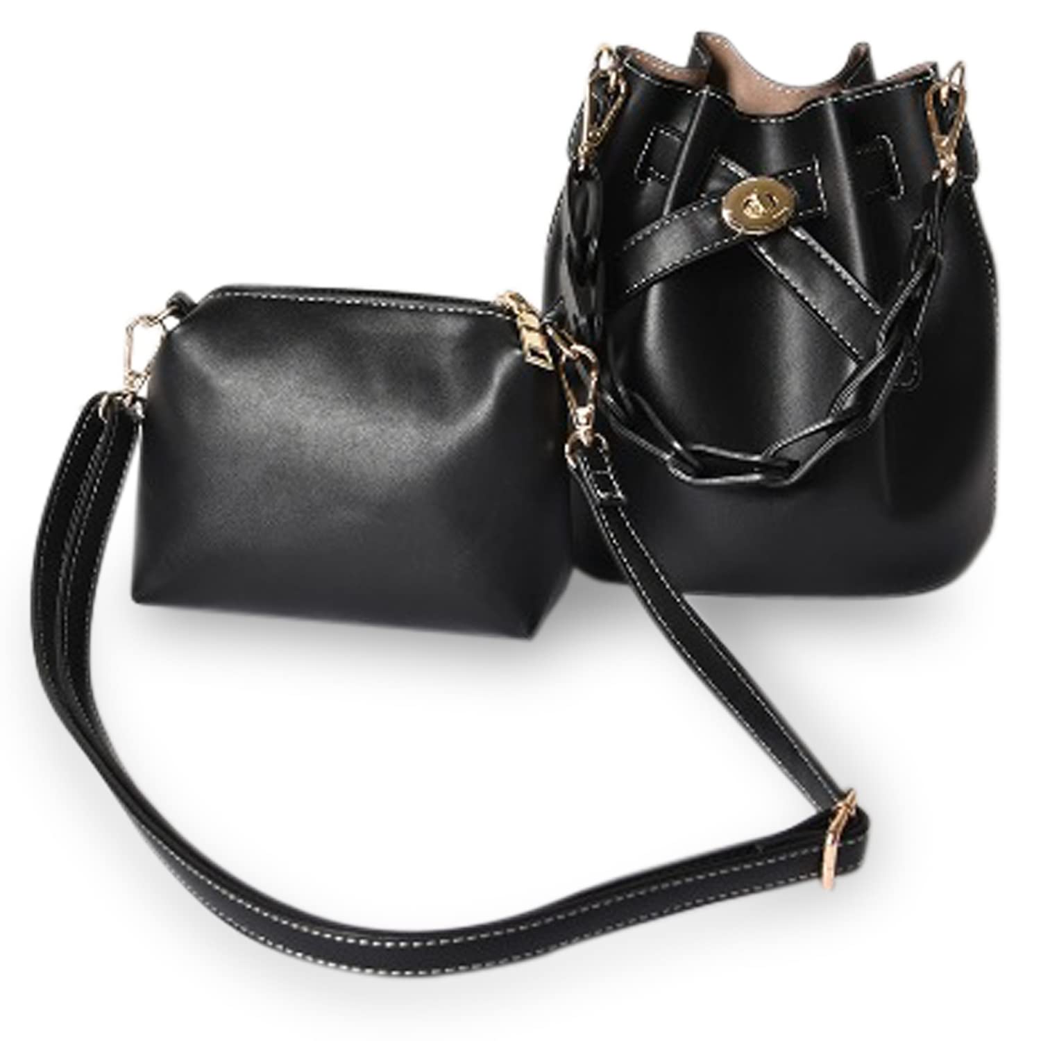 Женская сумка-тоут Monica с плетеными ручками, 2 способа ношения, Черная (10)