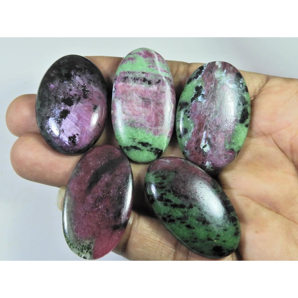 306Cts.. Natural Ruby Zoisite Oval Cabochon Loose Gemstone 05Pcs Lot C-500