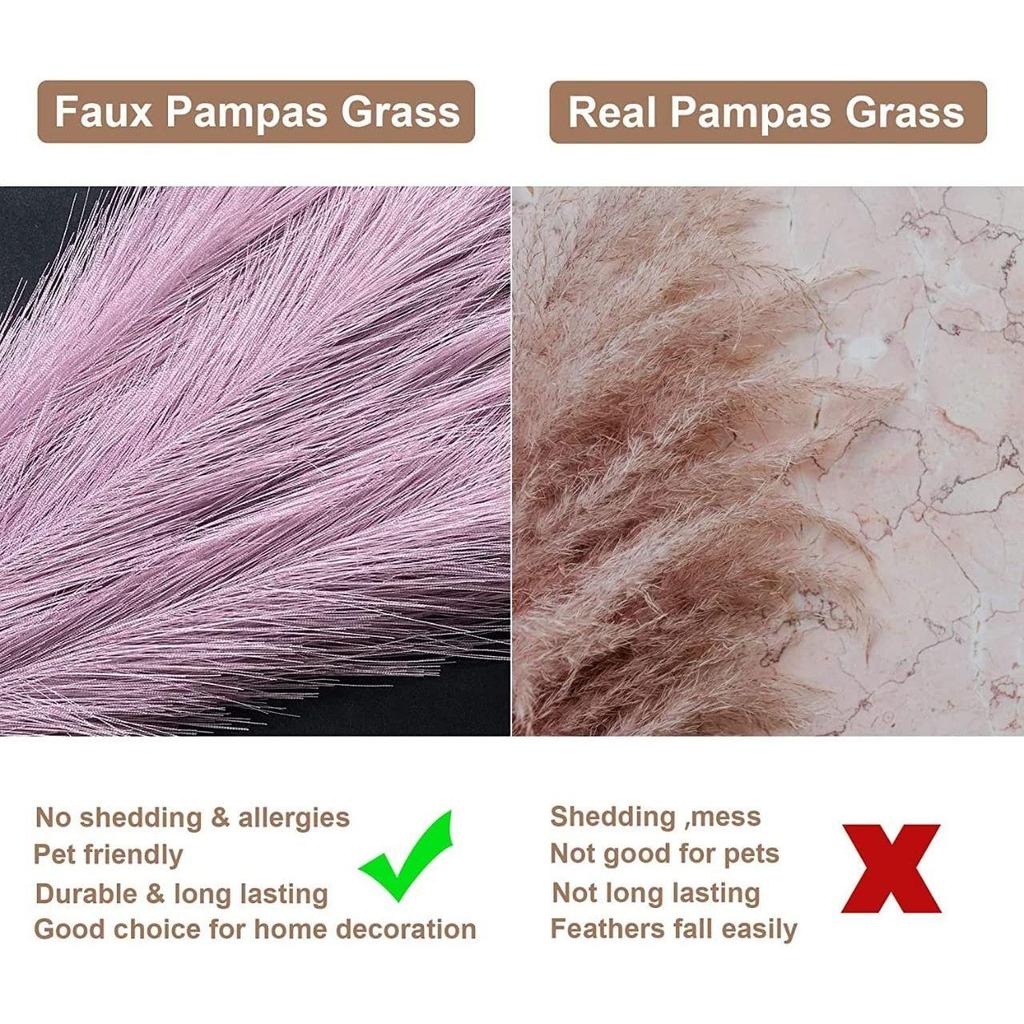3 Pcs  Pampas Grass Small Fluffy Artificial Flowers Fake Flower for Home, Table, Festive Decoration and Craft Items (Without Vase Pot) (Light Purple)