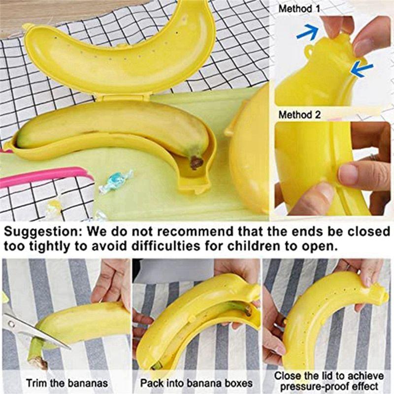 AEE4-Banana Case Cute Banana Protector Storage Box Portable Banana Holder For Lunch Boxes, BPA-Free Fruit Container