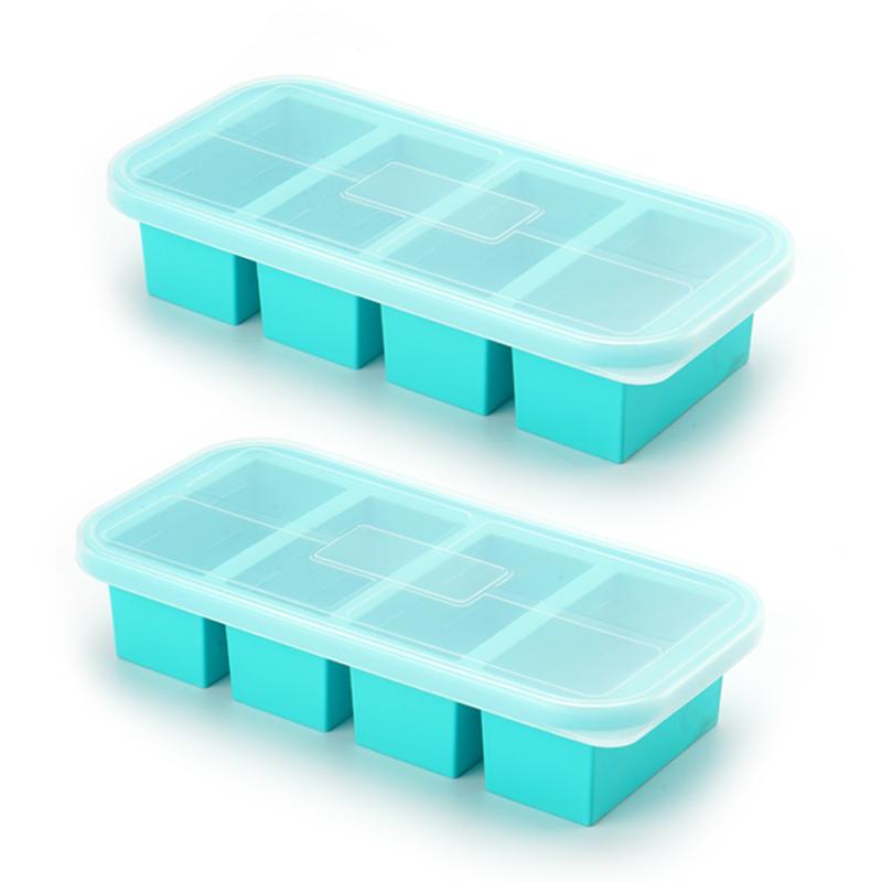 2 or 3-piece Silicone Freezer Tray Mold with Lid, Storage Box Food Box, Storage Containers for Soup, Broth, Meal Prep, Ice Cubes