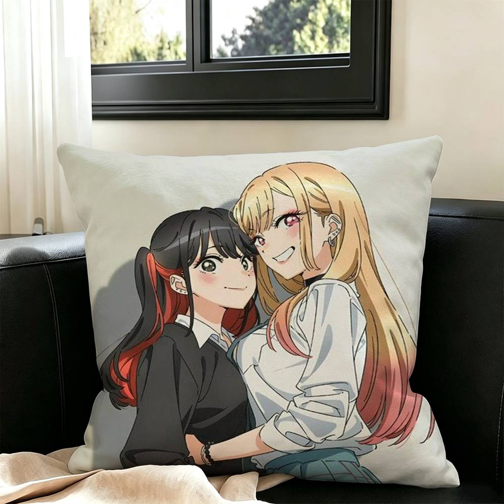 Marin Kitagawa Anime Square Double-Sided printed Pillow Case Bedroom Bedside Pillow Sofa Cushion Cover