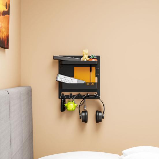 Bedside Shelf Wall Mount Storage Rack Strong Load-bearing Easy Installation Game Console