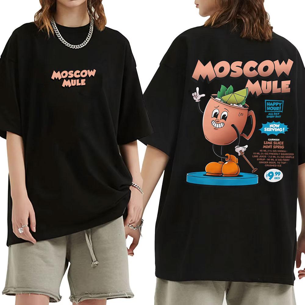 Moscow Mule Cocktail Lover Funny Meme T-shirt Men Women Clothing Casual Oversized Short Sleeve Tees Men's Cotton Vintage T Shirt